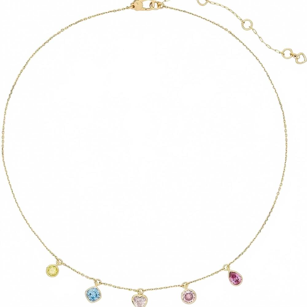 NEW KATE SPADE women's bubbly bezel & cubic zirconia necklace in multi gold